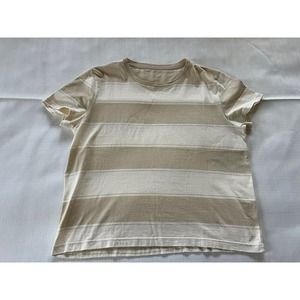 Everlane Women’s Short Sleeve Organic Cotton Striped Tee Ivory Beige Cropped M